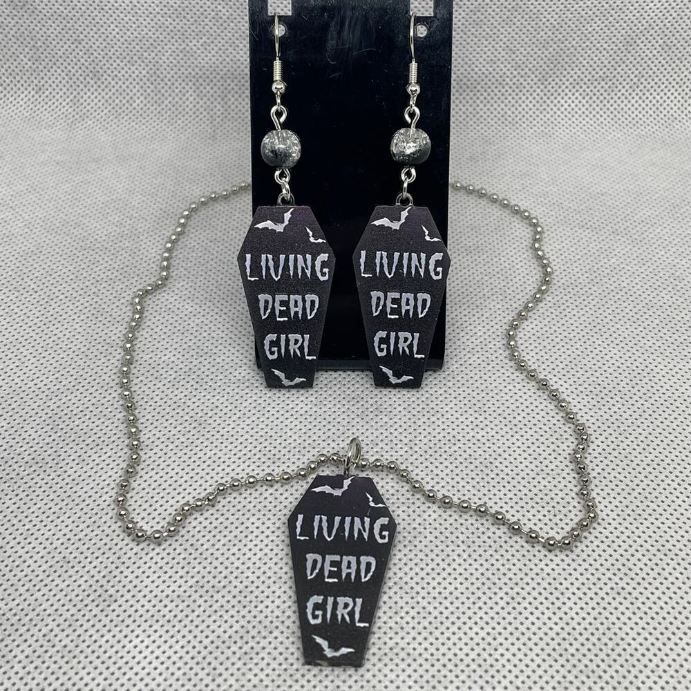 Living Dead Girl Coffin Earring & Necklace Set